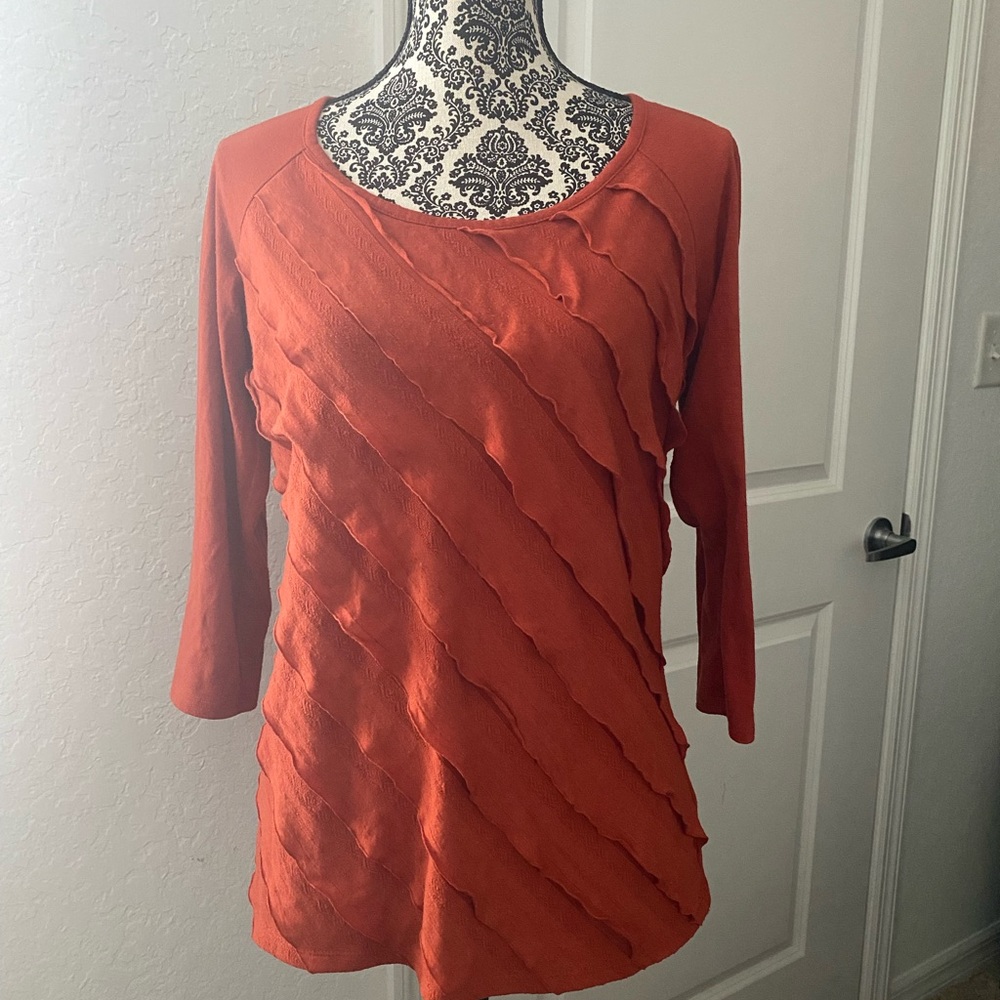 AGB Pink Ruffled 3/4 Sleeve Blouse